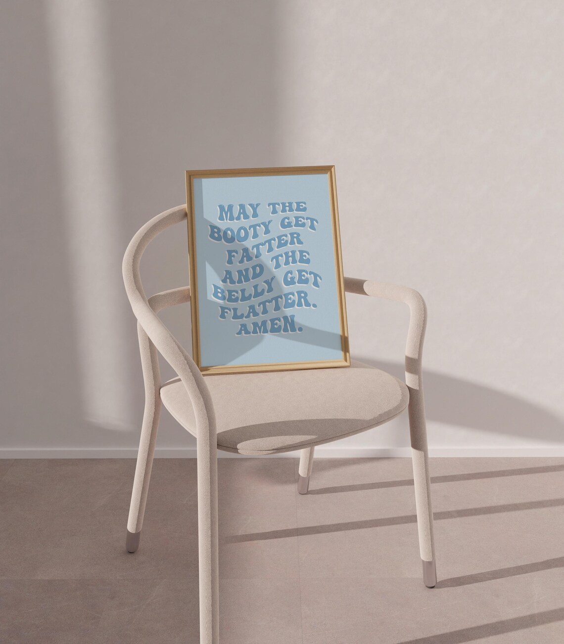 May The Booty Get Fatter Amen Baby Blue Funny Gym Wall Art Print - Image 4