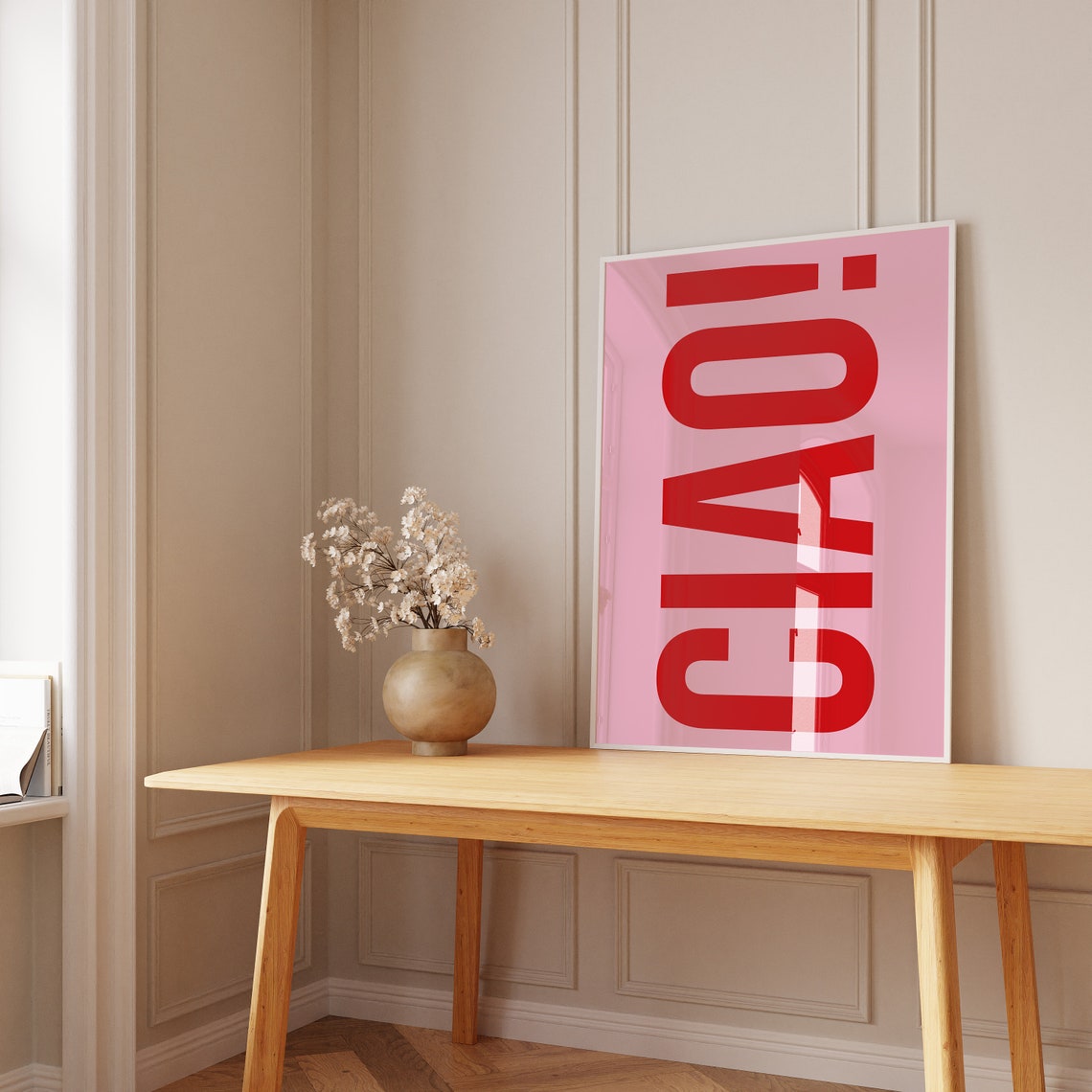 Ciao Bold Red Italian Greeting Pink Minimalist Typography Poster - Image 2