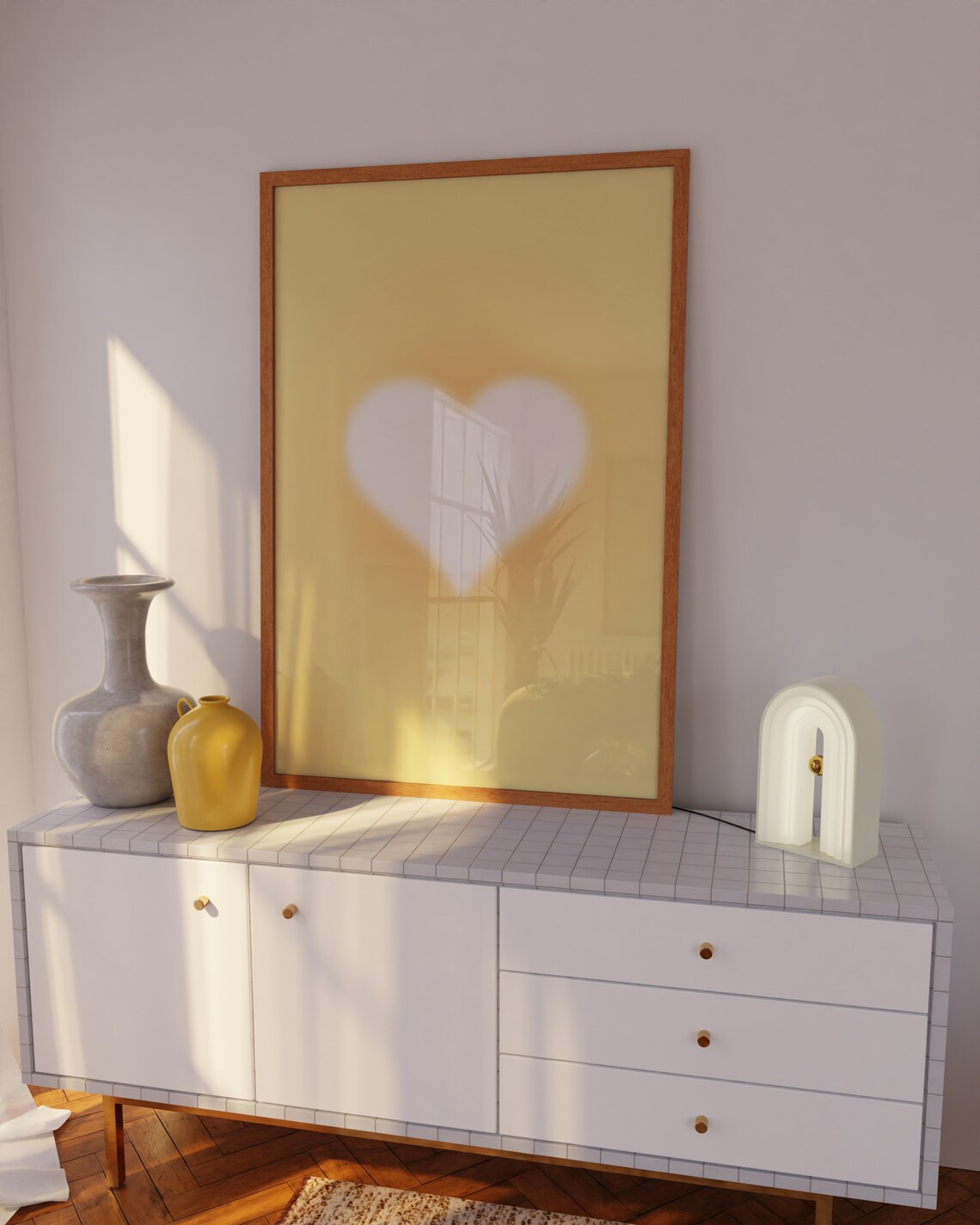 Yellow Heart Art Print, Yellow Trendy Room Decor - Image 4