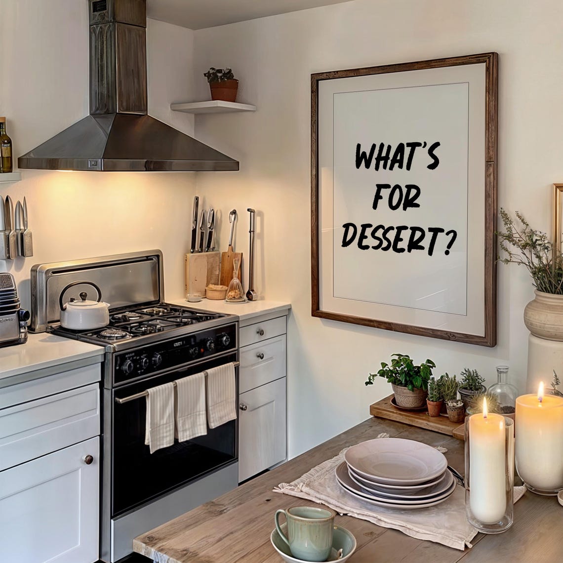 What's For Dessert Black Brush Lettering Modern Kitchen Poster - Image 5