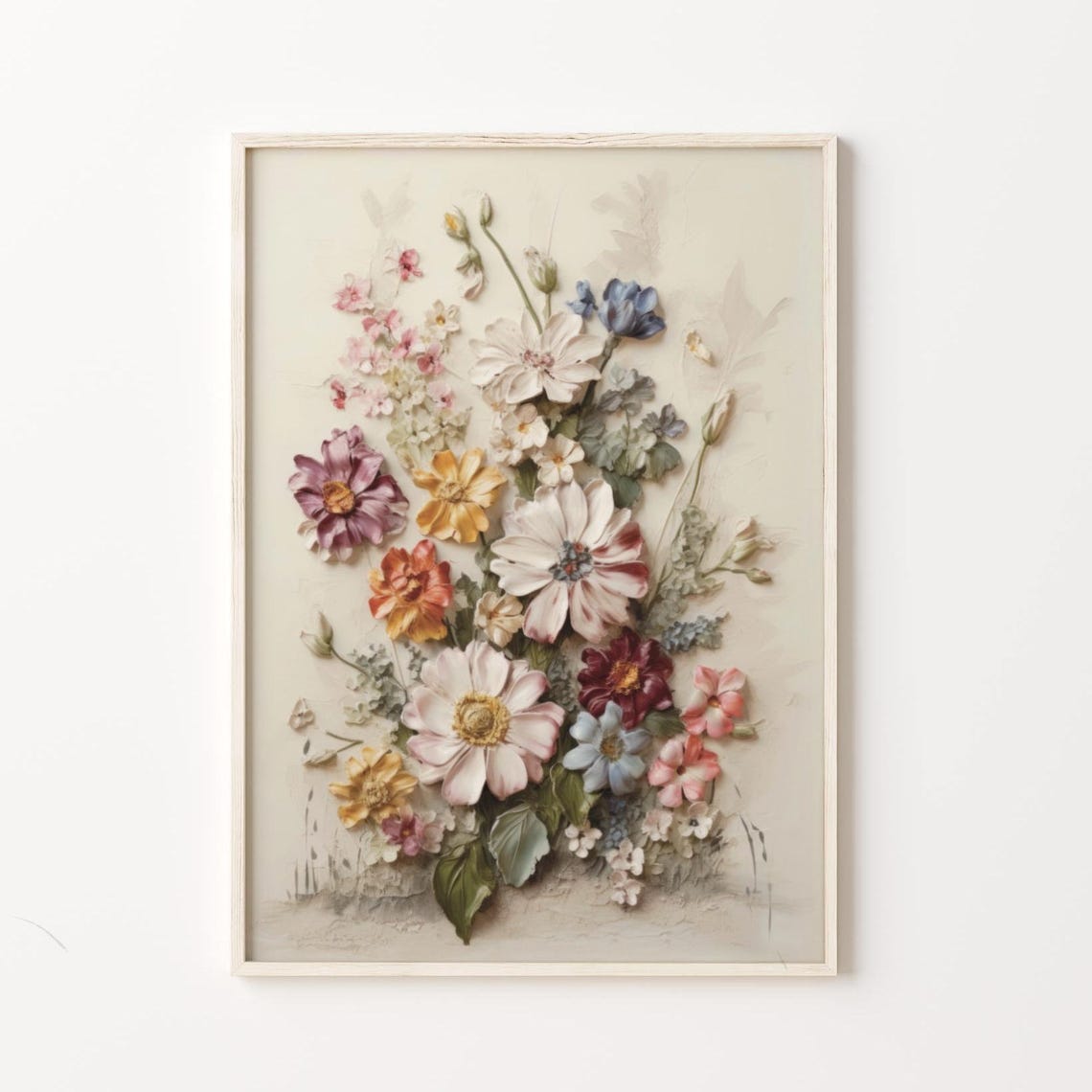 Colorful Spring Wildflower Bouquet Oil Painting Pastel Poster - Image 4