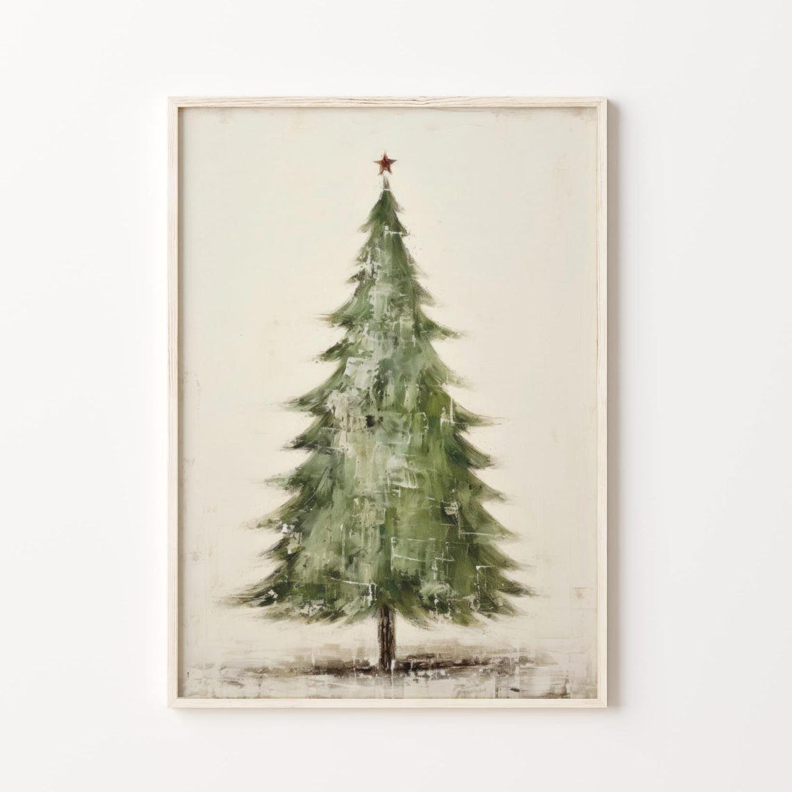 Painted Green Christmas Tree Red Star Vintage Farmhouse Holiday Poster - Image 6