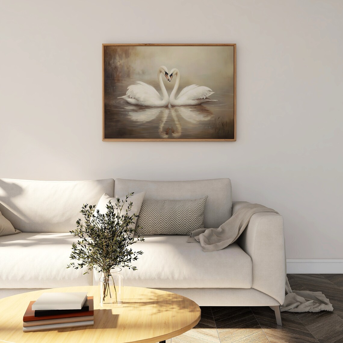 Lovely Swan Painting, Vintage Farmhouse Wall Art - Image 2