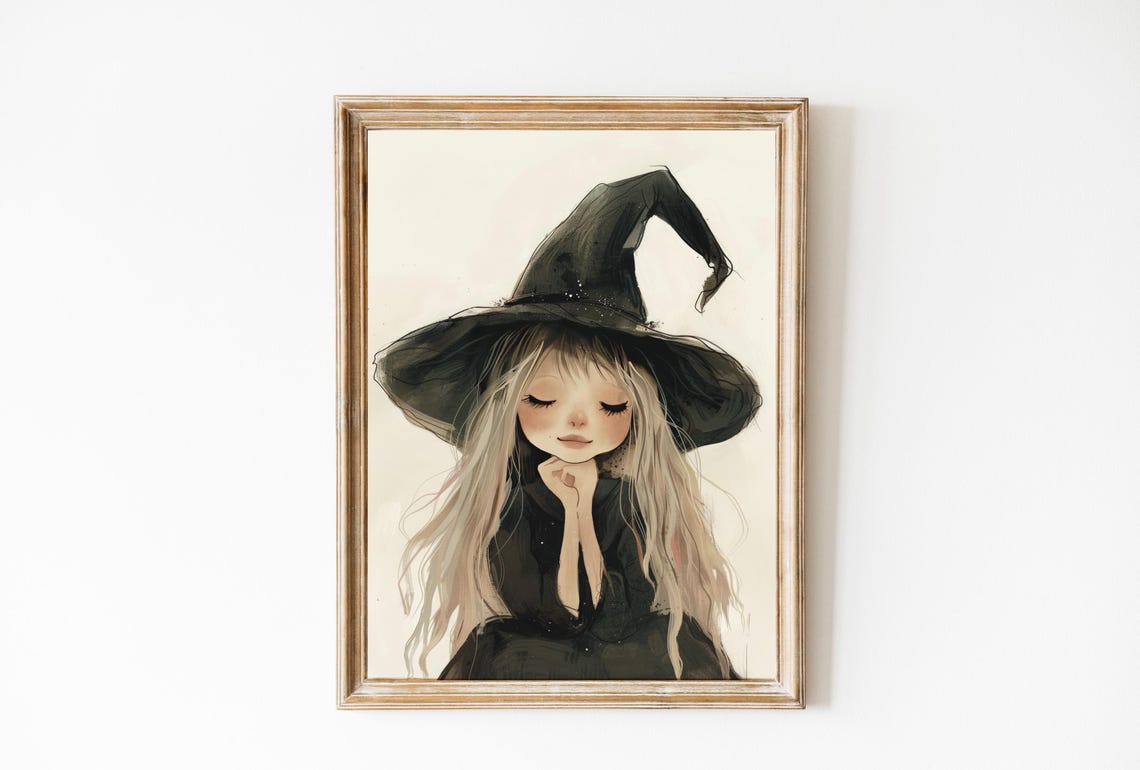 Cute Witchy Print Girly Spooky Halloween Art Little Witch Witchy Halloween Print Witch Poster Spooky Decor Nursery Halloween - Image 5