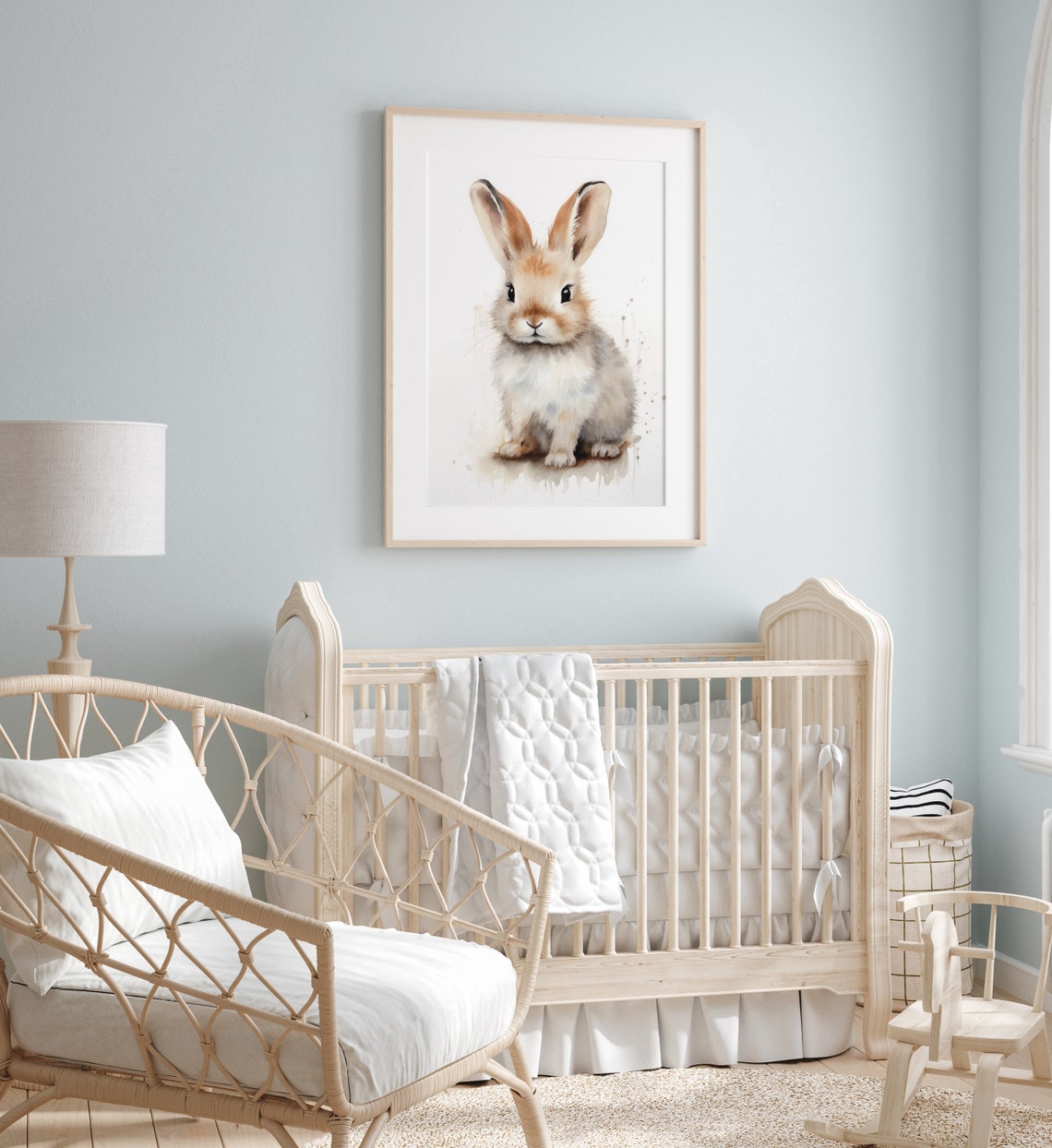 Baby Bunny Watercolor On White Background Nursery Bunny Poster - Image 5