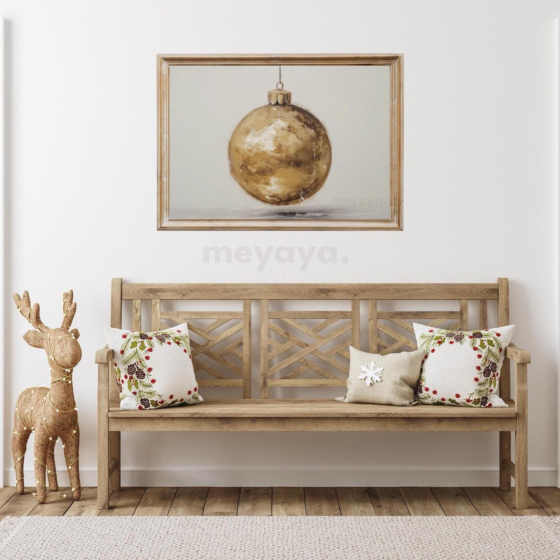 Golden Christmas Ornament Bauble Minimalist Neutral Holiday Art Poster - Image 5