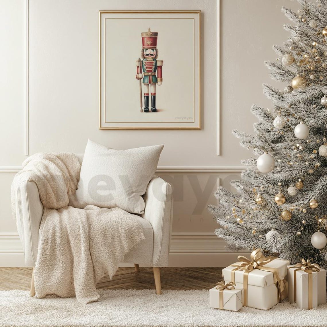 Nutcracker Toy Star Crown Teal Uniform Minimalist Christmas Poster - Image 5