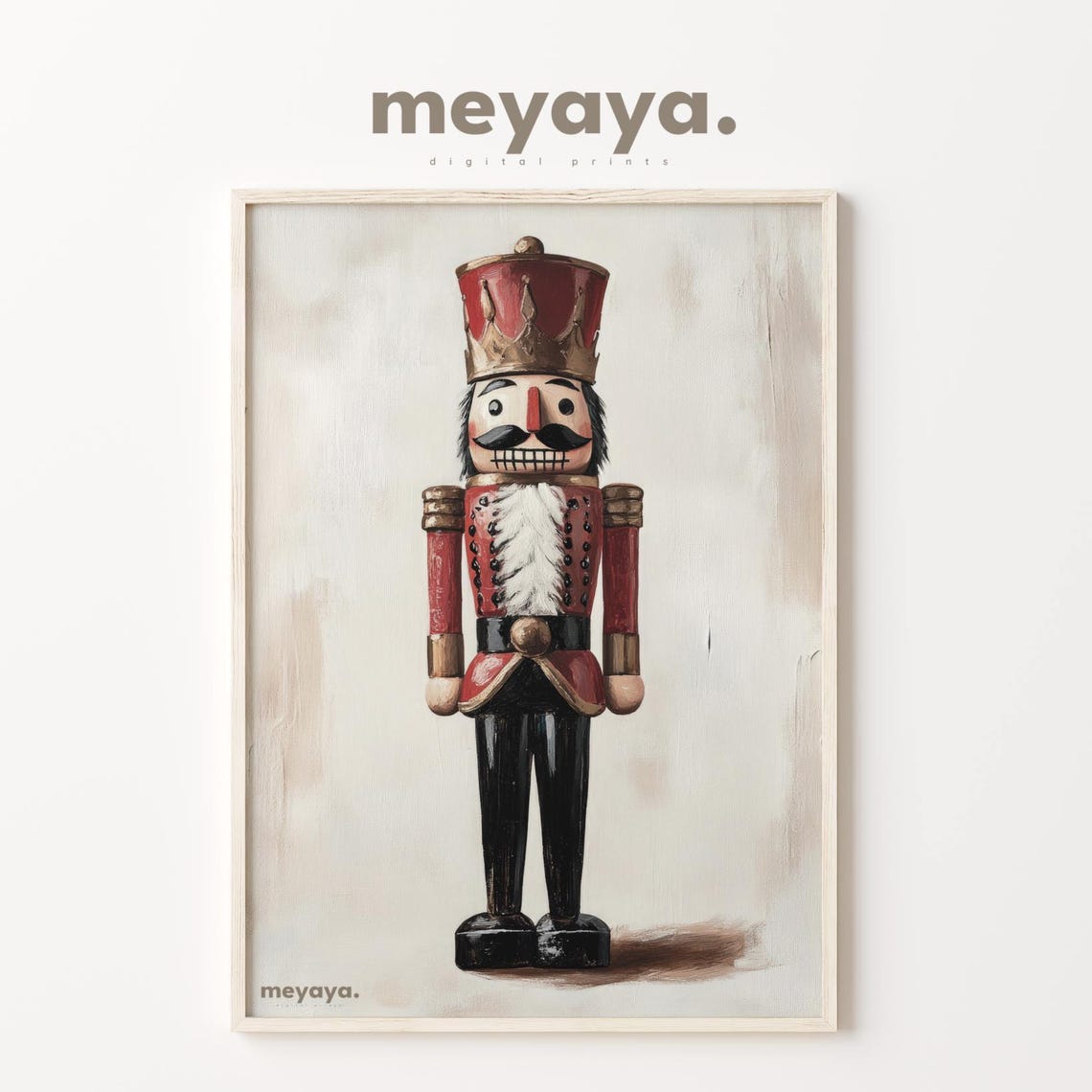 Vintage Nutcracker Soldier Rustic Red Gold Christmas Art Poster - Image 2