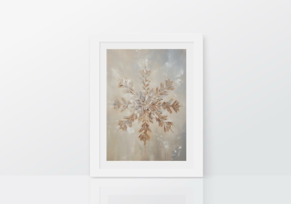 Snowflake Vintage Oil Painting Christmas Poster - Image 2
