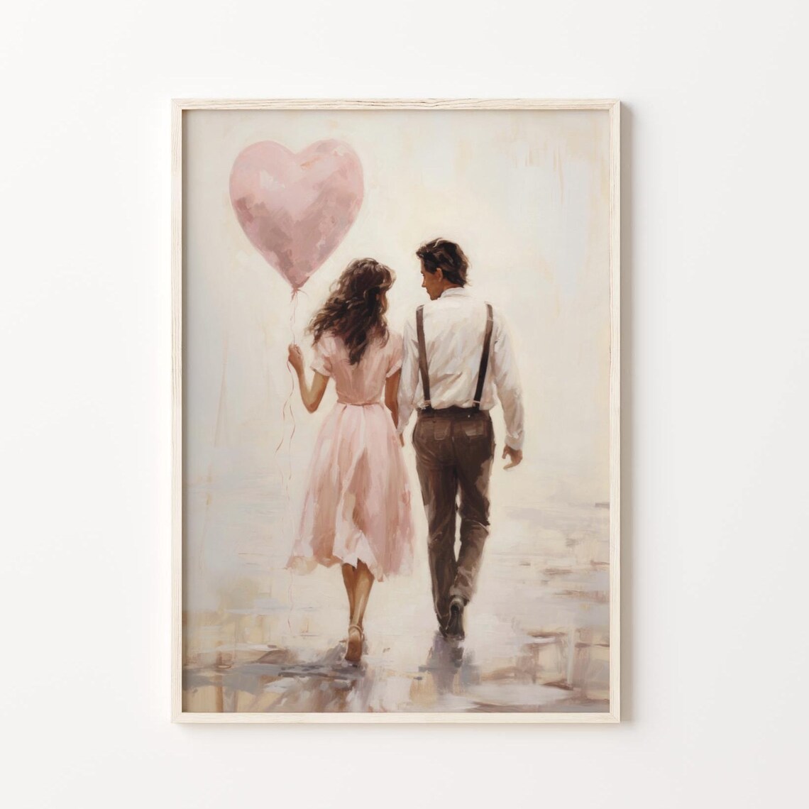 Romantic Walk Pink Heart Vintage Love Art Print - Image 4