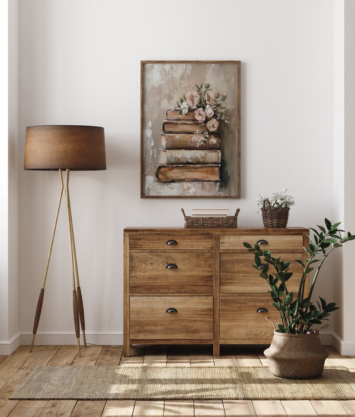 Rustic Spring Floral Book Stack Art Print - Image 5
