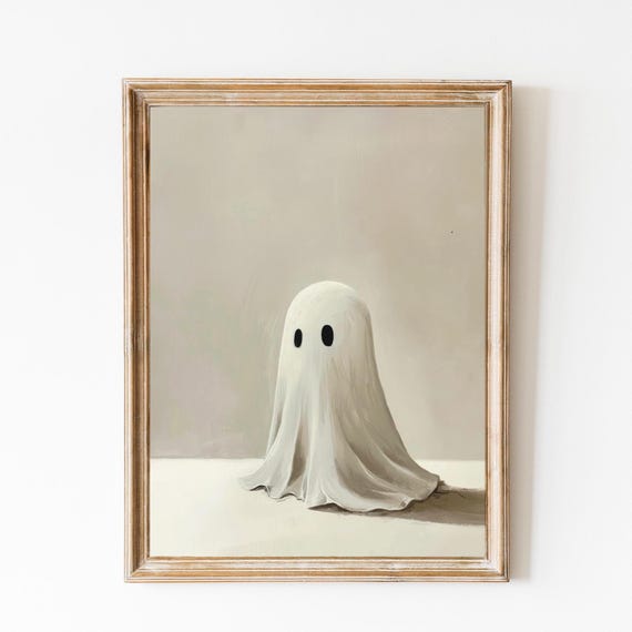 Minimalist Cute Ghost Print Girly Spooky Decor Neutral Fall Print Halloween Ghost Poster Trendy Halloween Print Ghost Wallart