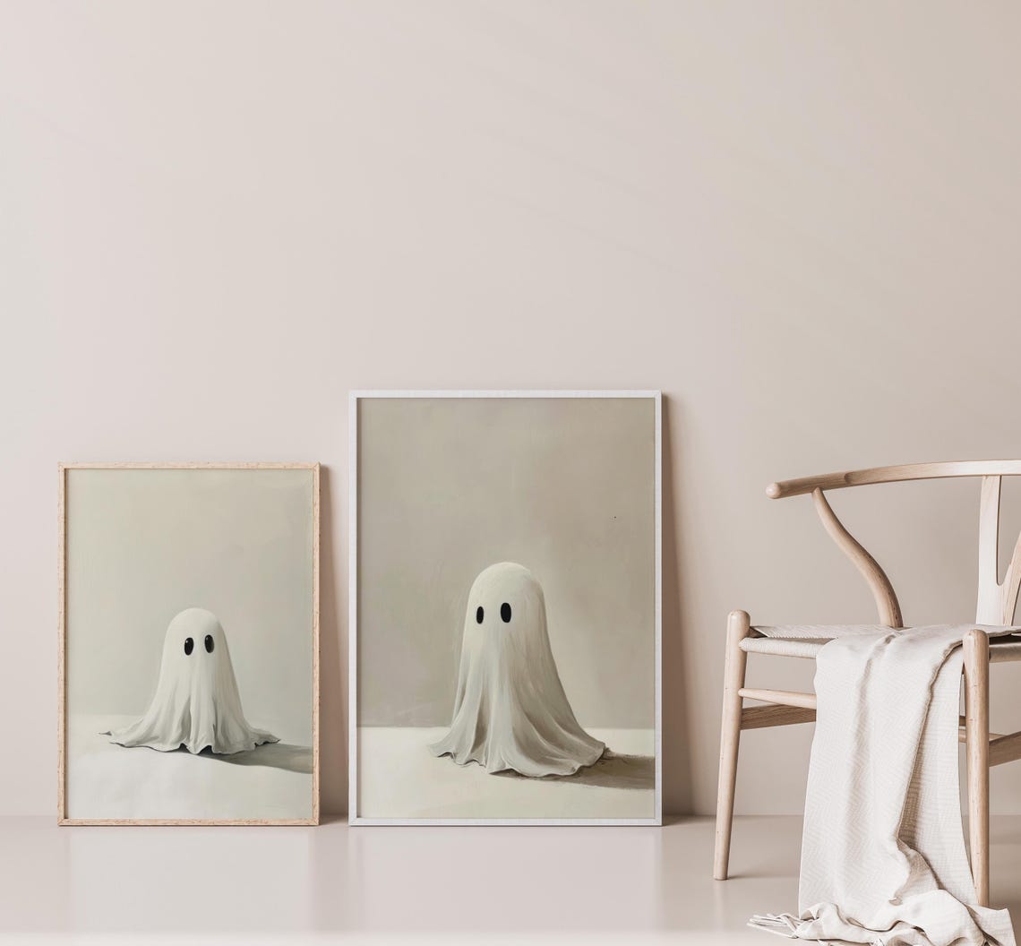 Minimalist Cute Ghost Print Girly Spooky Decor Neutral Fall Print Halloween Ghost Poster Trendy Halloween Print Ghost Wallart - Image 3