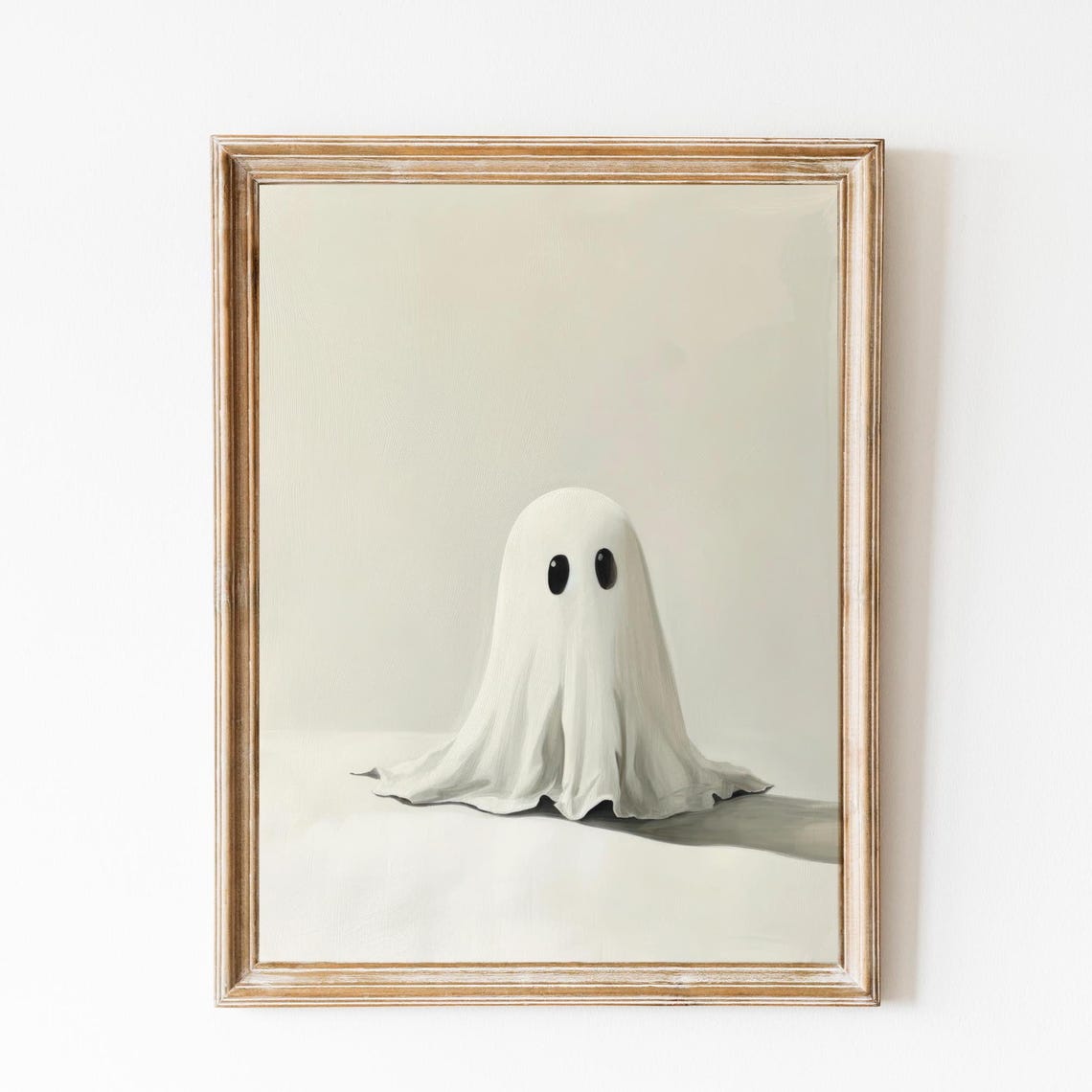 Minimalist Cute Ghost On A Cream Background Simple Spooky Poster