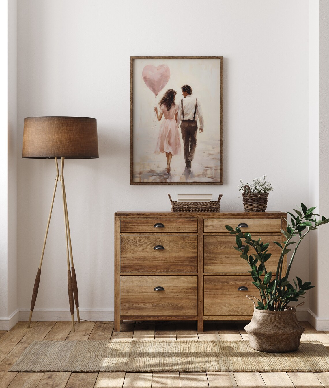 Romantic Walk Pink Heart Vintage Love Art Print - Image 5