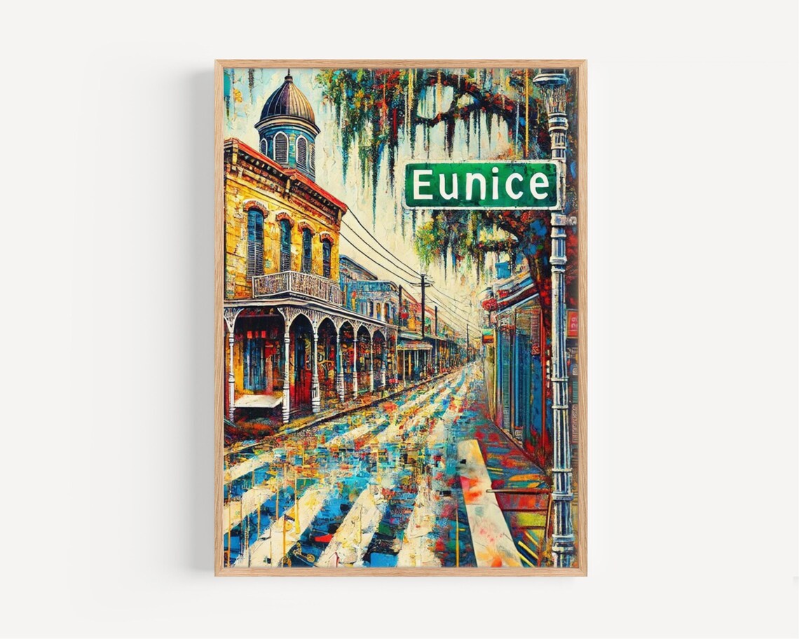 Eunice Louisiana Historic Street Sign Vintage Southern Cityscape Poster