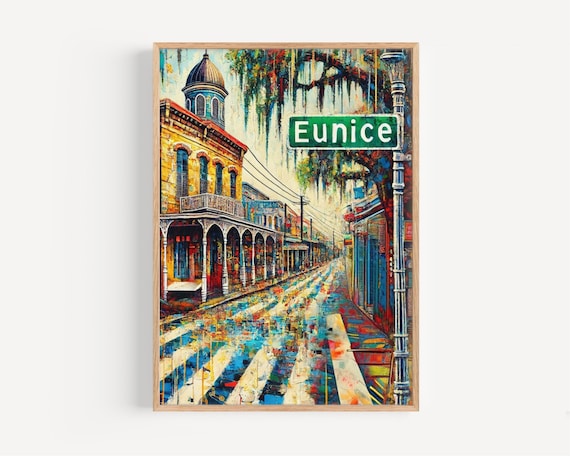 Eunice Louisiana Historic Street Sign Vintage Southern Cityscape Poster