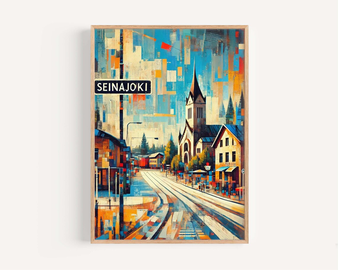 Seinajoki Finland Church Street Abstract Modern City Art Poster
