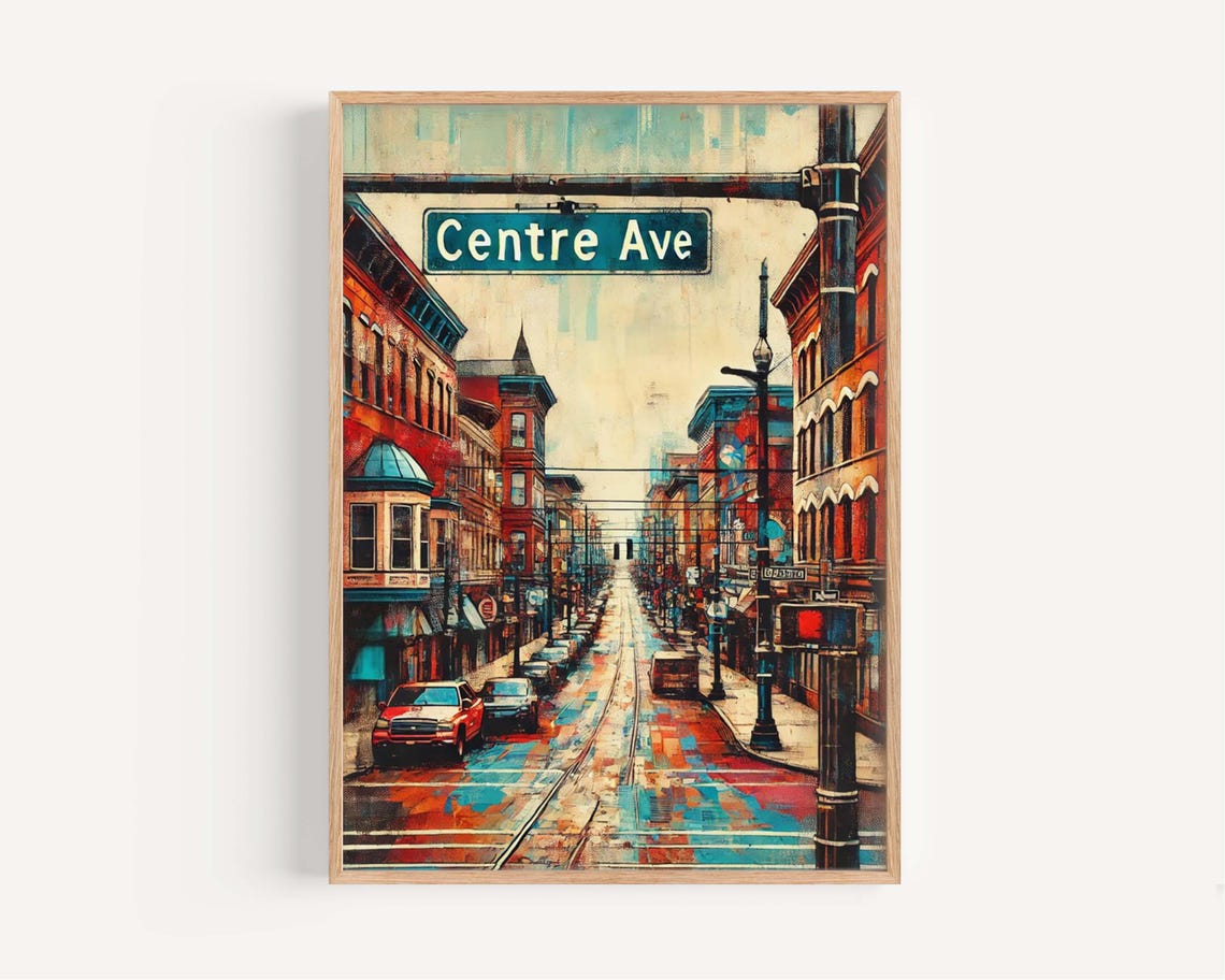 Centre Avenue Pittsburgh Art Print Vibrant City Travel Poster