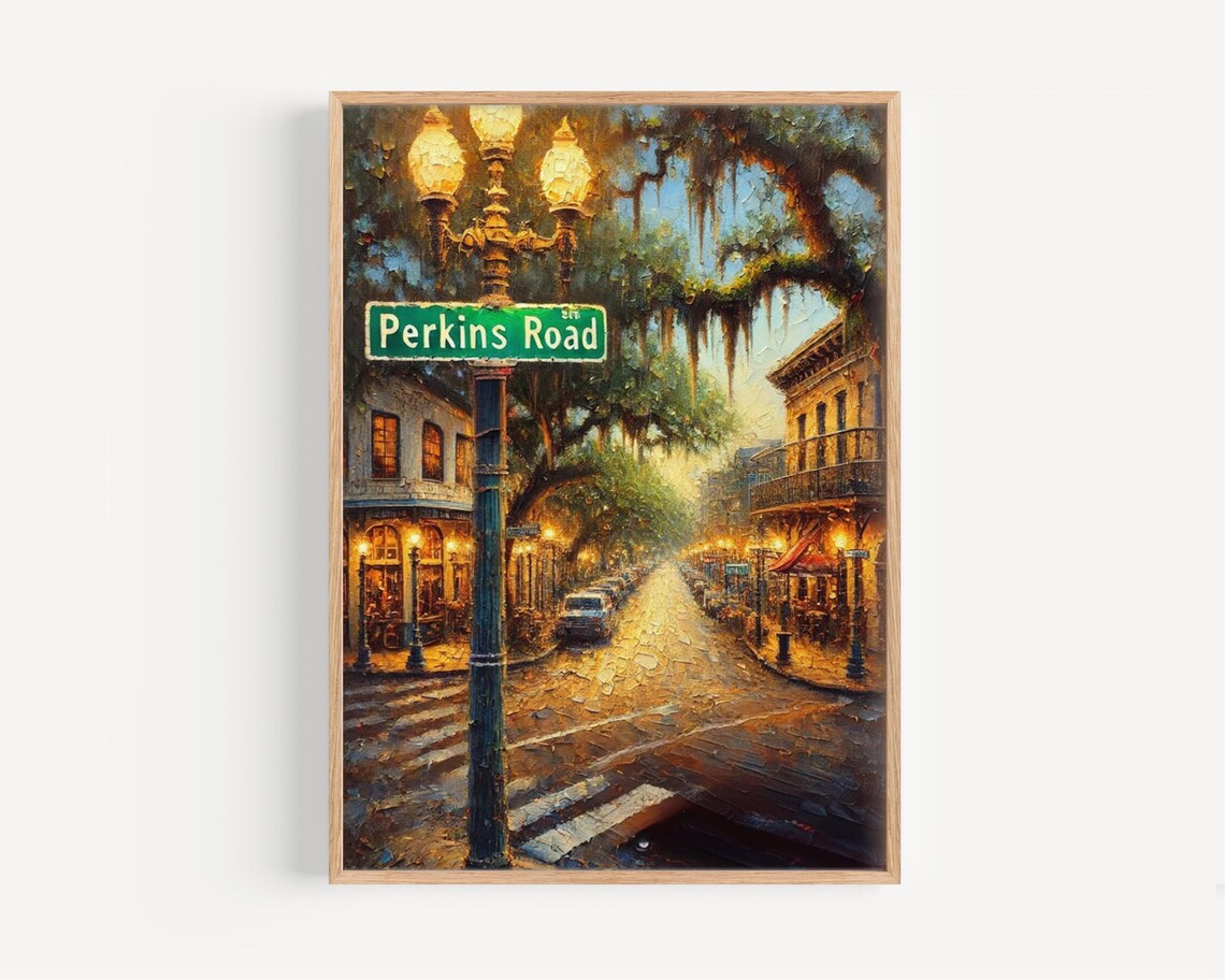 Perkins Road Baton Rouge Louisiana Evening Lamp Street Scene Wall Print