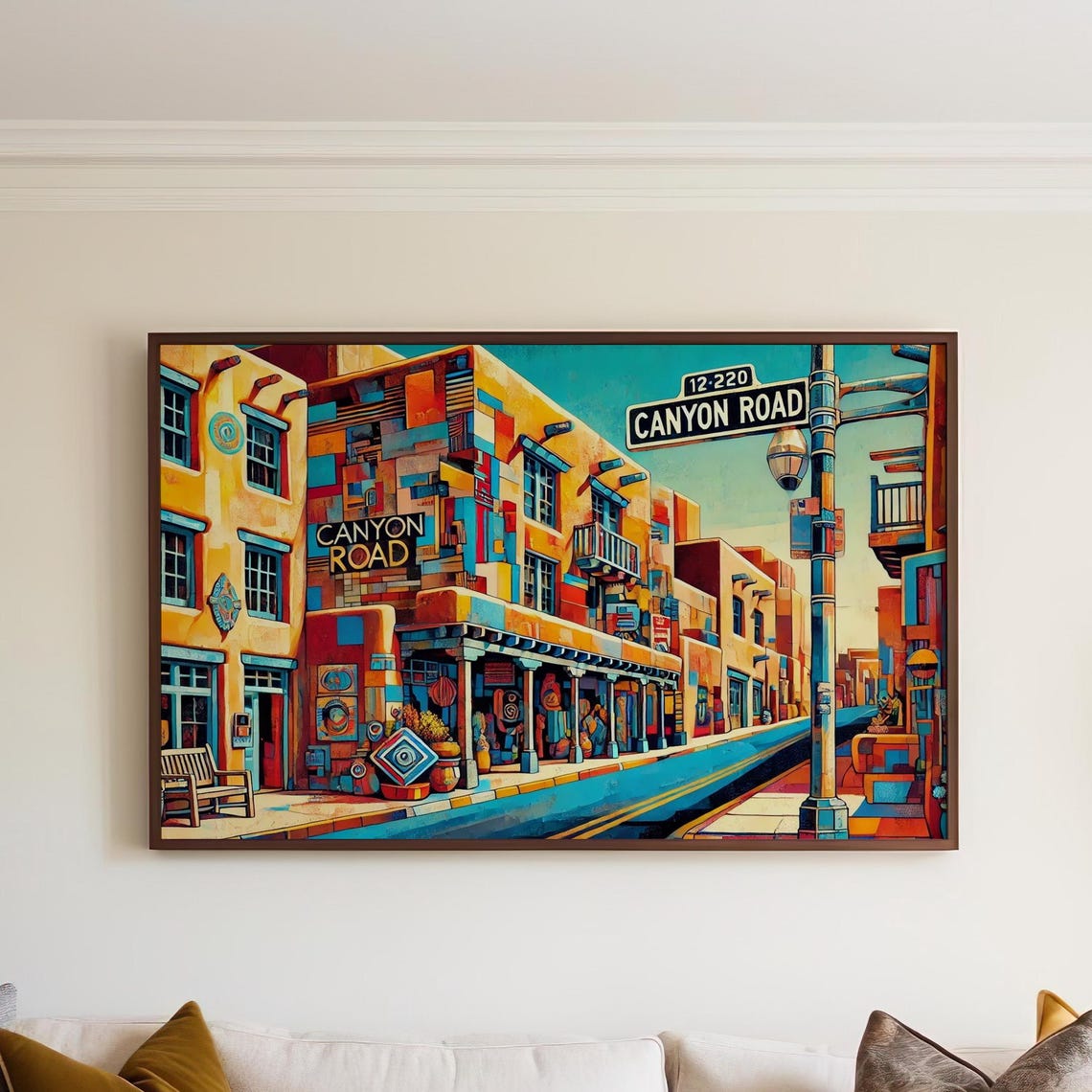 Canyon Road Santa Fe New Mexico Cubism Poster Adobe Buildings