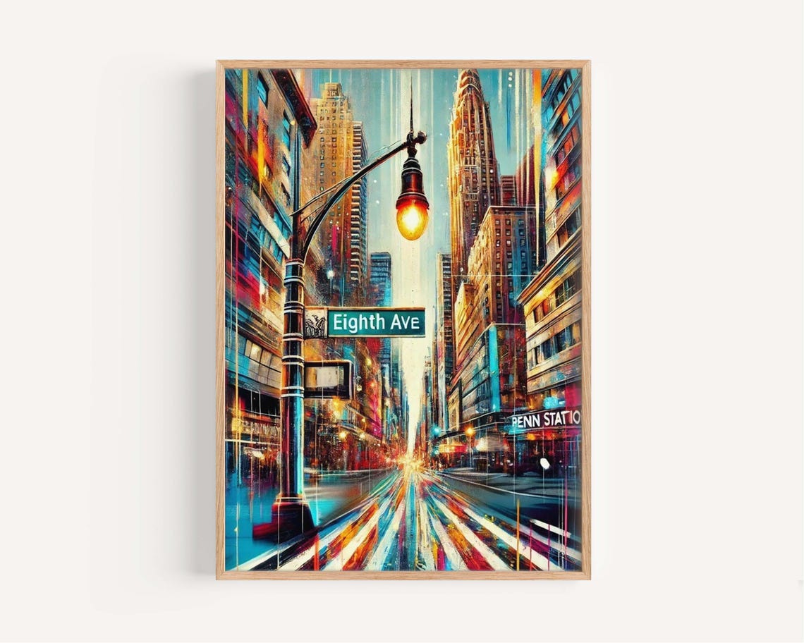 Eighth Ave NYC Chrysler Building Penn Station Cityscape Poster