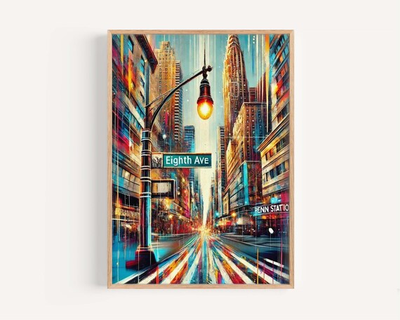 Eighth Ave NYC Chrysler Building Penn Station Cityscape Poster