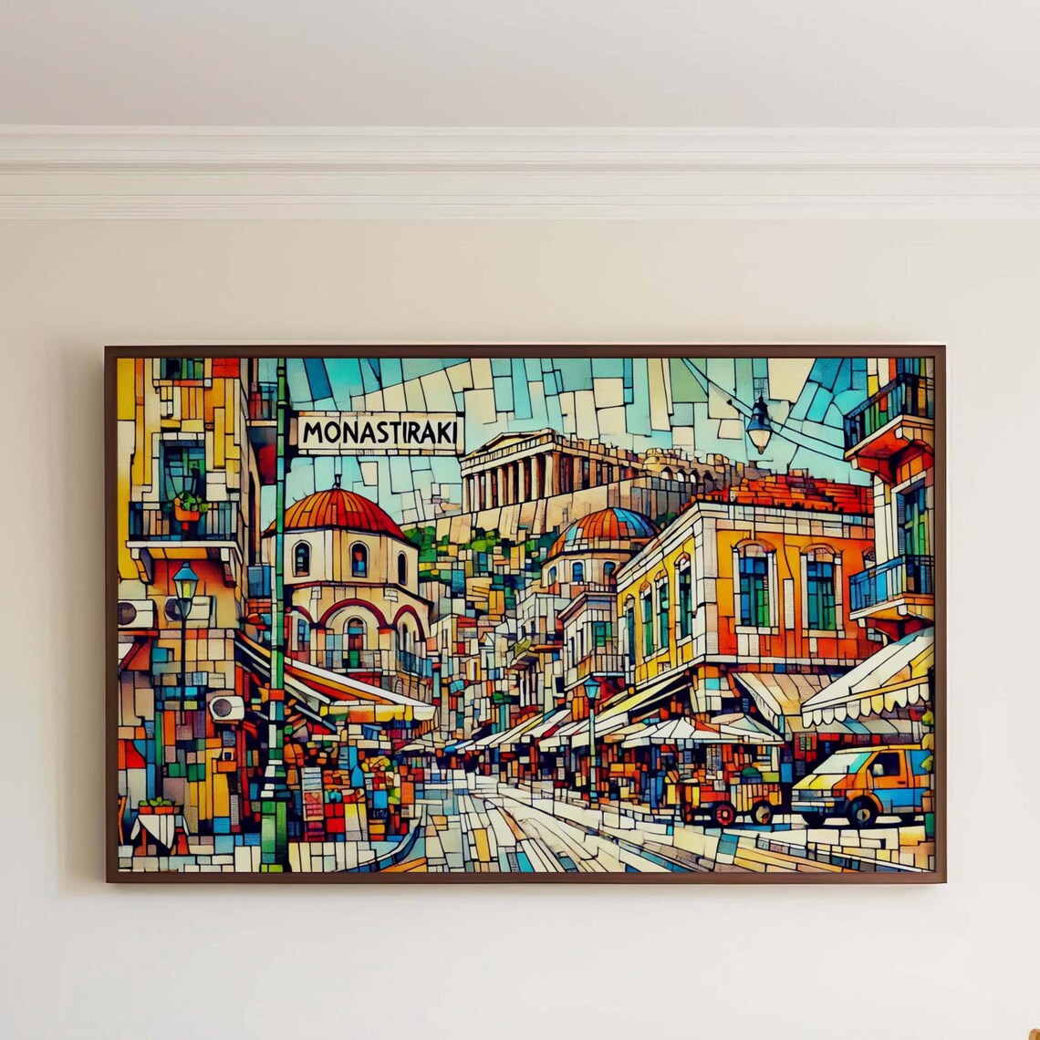 Monastiraki Athens Travel Poster, Greek Gift Decor