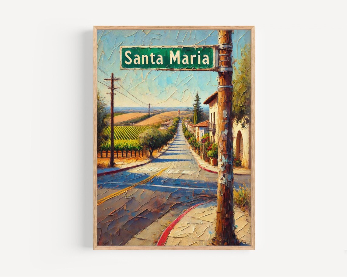 Santa Maria California Country Road Street Sign Scene Poster