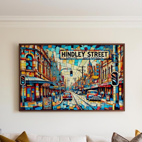 Hindley Street Adelaide South Australia Mosaic Cityscape Poster