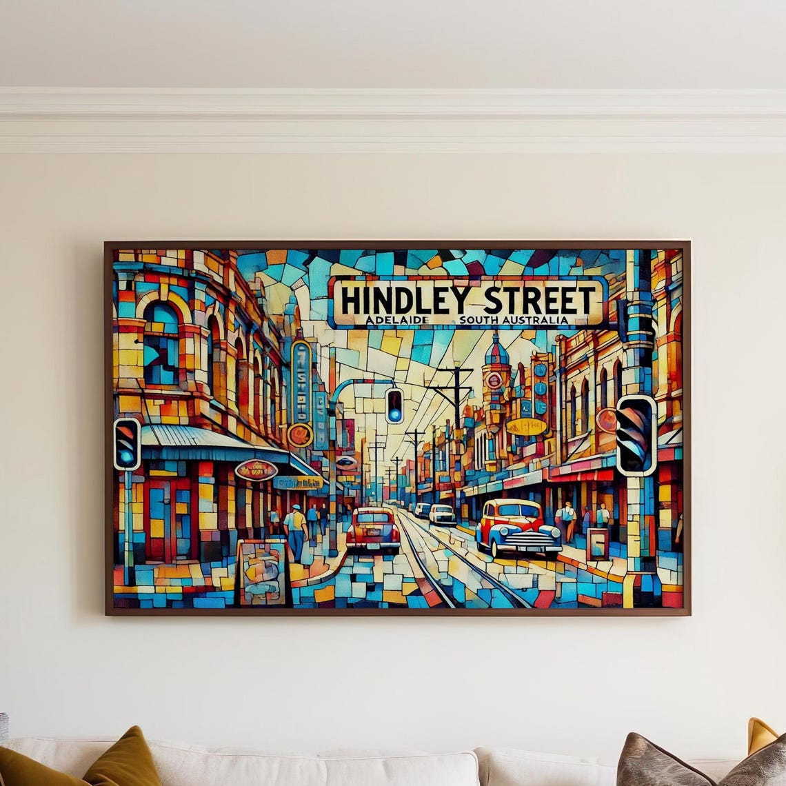 Hindley Street Adelaide South Australia Mosaic Cityscape Poster