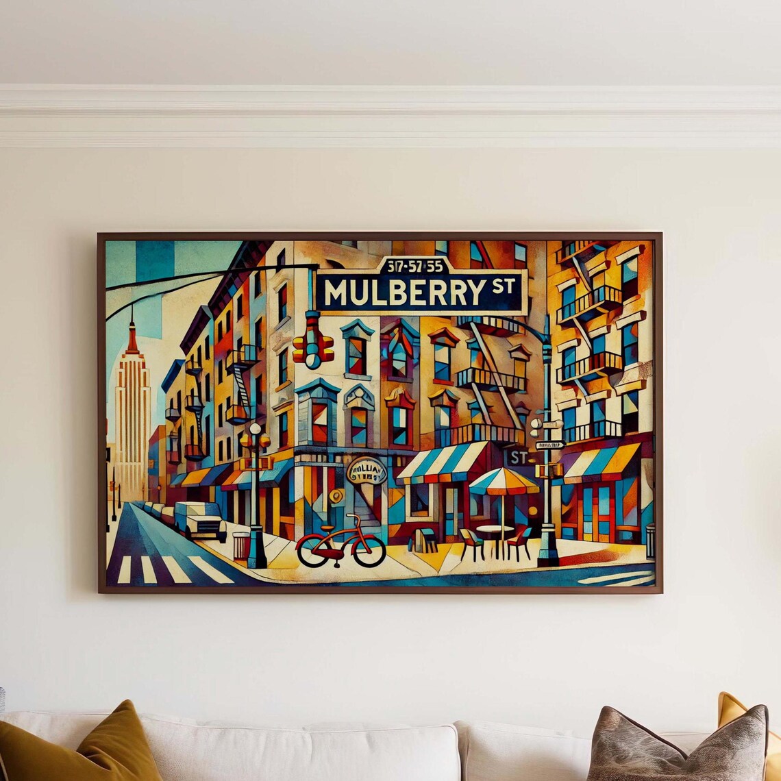 Mulberry Street New York Poster Little Italy Colorful Street Scene
