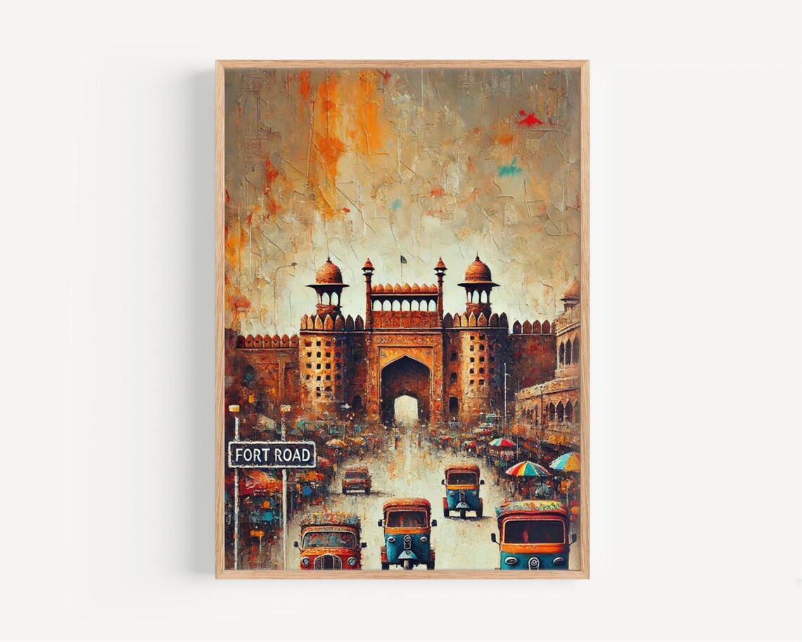 Lahore Fort Road Travel Poster, Pakistan
