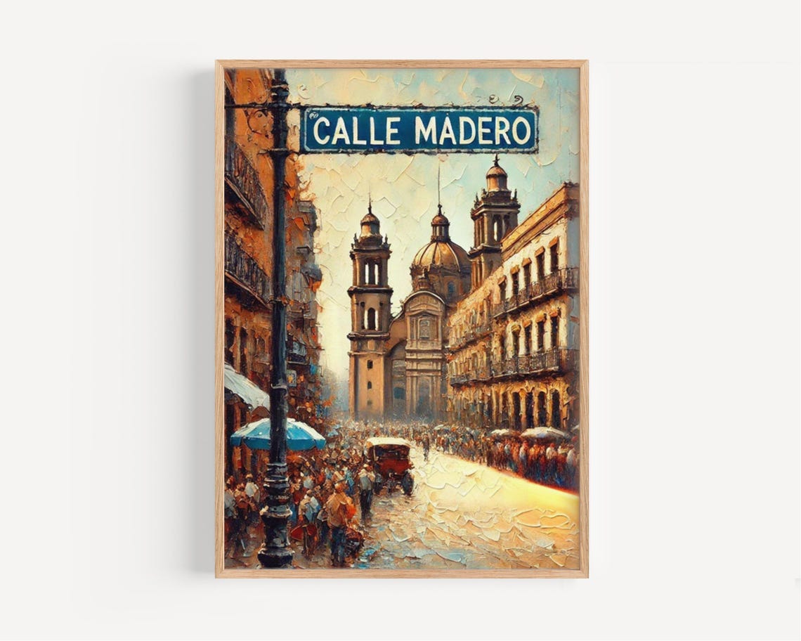 Mexico City Calle Madero Crowded Street Painted Artwork Poster