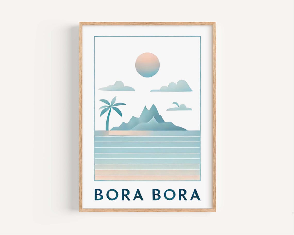 Bora Bora French Polynesia Minimalist Island Palm Sun Art Print