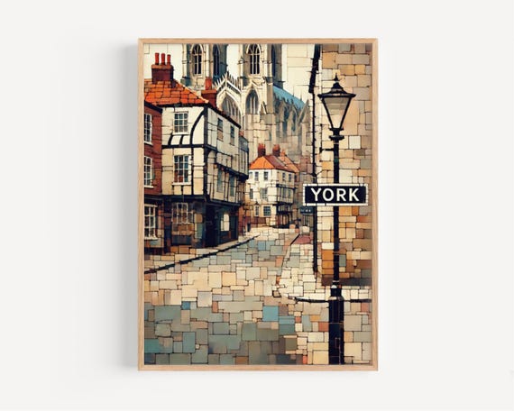 York Wall Art Print Uk Travel Poster United Kingdom Decor Housewarming Gift City Map Illustration Artwork