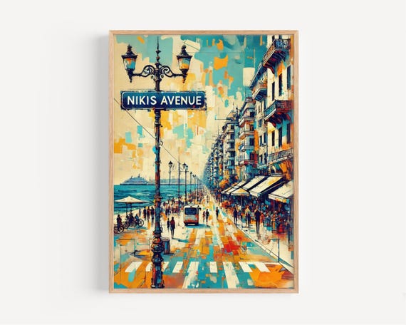 Nikis Avenue Thessaloniki Art Print Greece Travel Poster