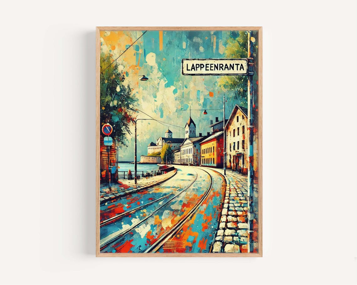 Lappeenranta Finland Tram Tracks Colorful Abstract Cityscape Poster