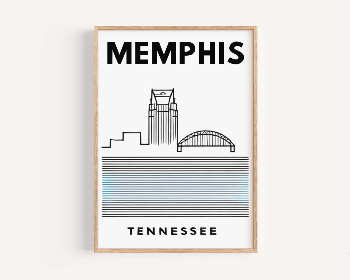 Memphis Tennessee City Map Travel Poster