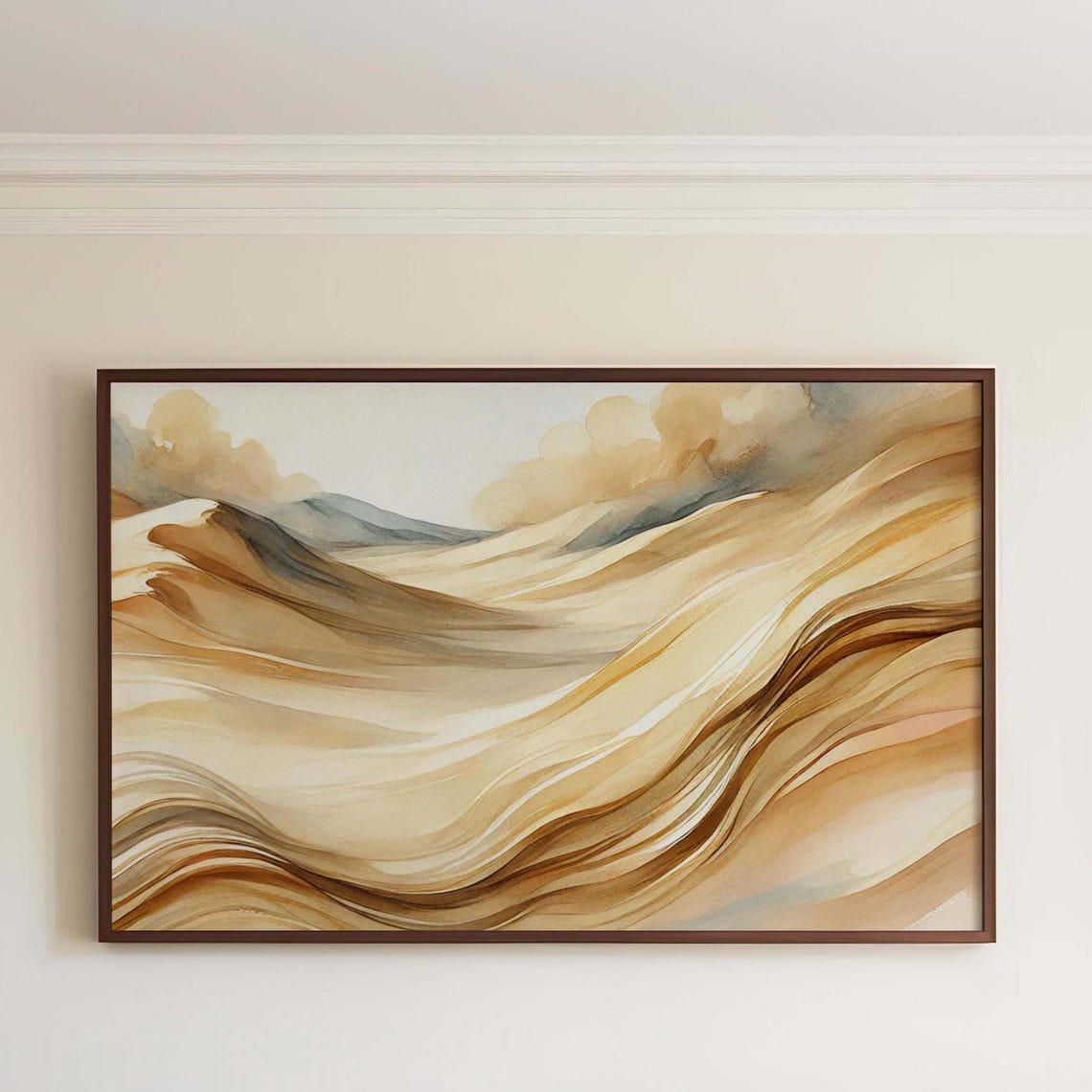 Stormy Desert Dunes Dark Clouds Moody Watercolor Dramatic Poster