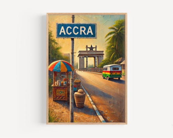 Accra Ghana Art Print Vibrant African Travel Poster