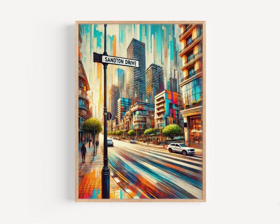 Sandton Drive Wall Art Print Johannesburg Travel Poster South Africa Gift Modern African Home Decor Dr