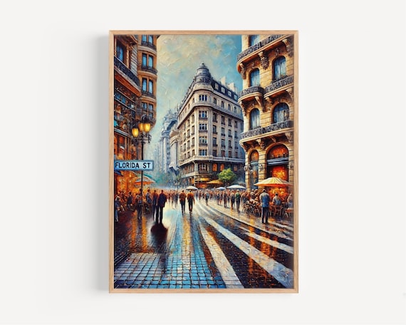 Florida Street Buenos Aires Argentina City Scene Art Painting Poster