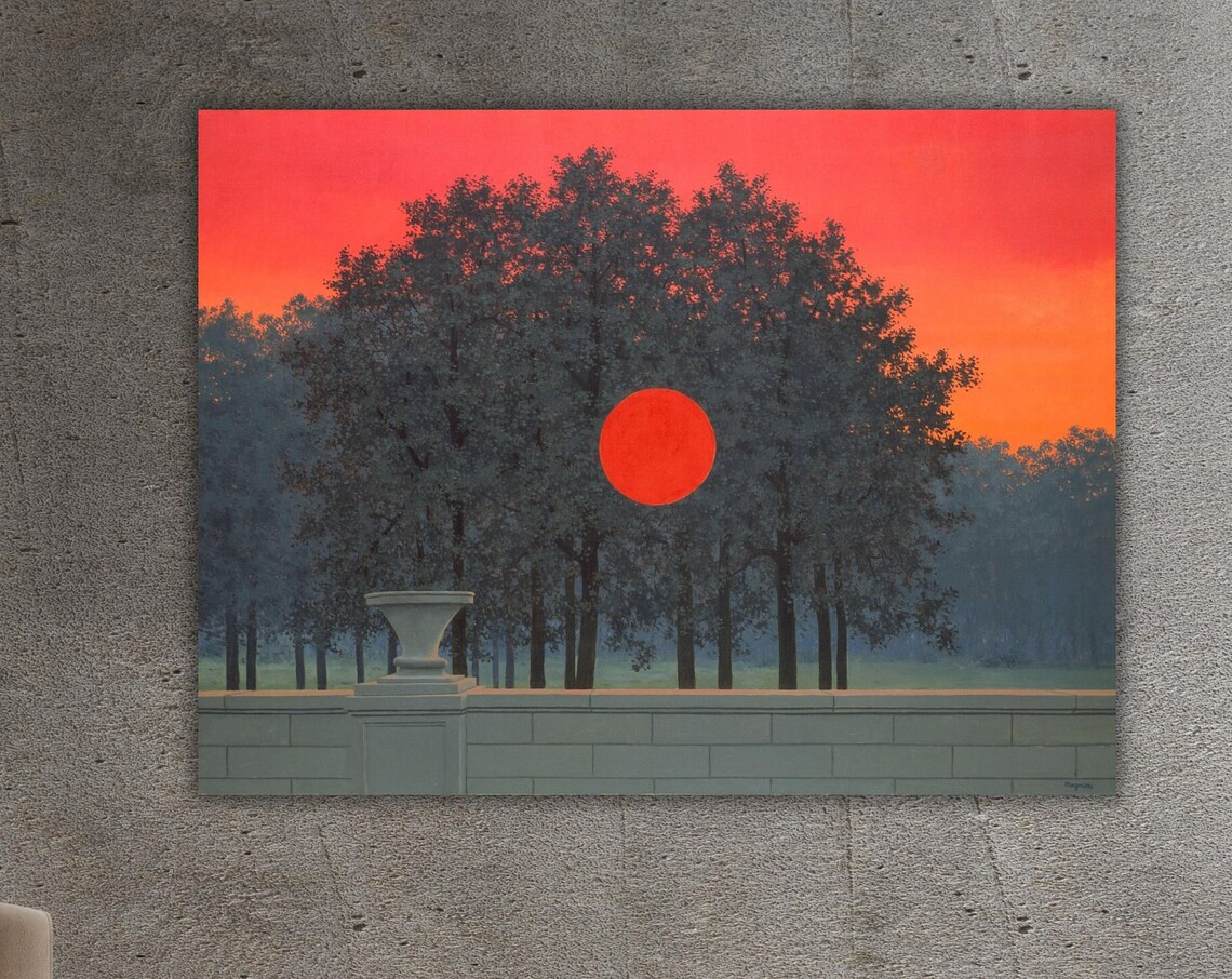 Rene Magritte The Banquet Red Sun Surreal Landscape Painting Poster