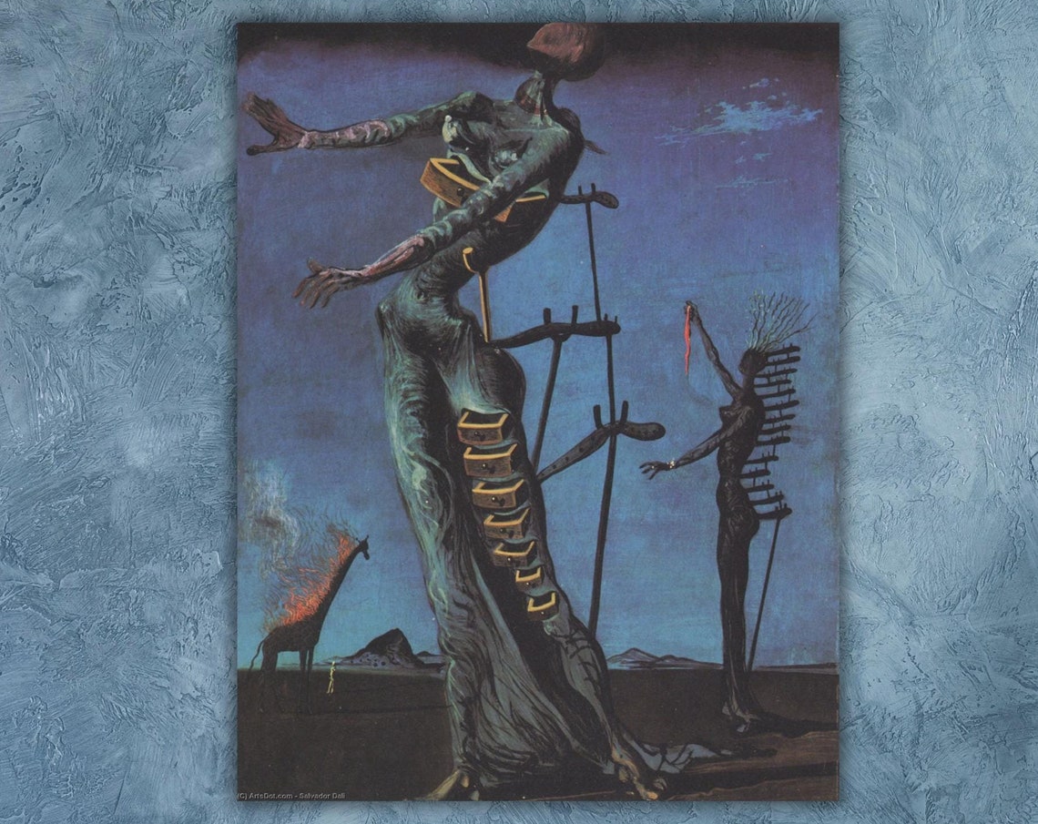 Salvador Dali The Burning Giraffe Surreal Desert Blue Dream Art Poster - Image 3