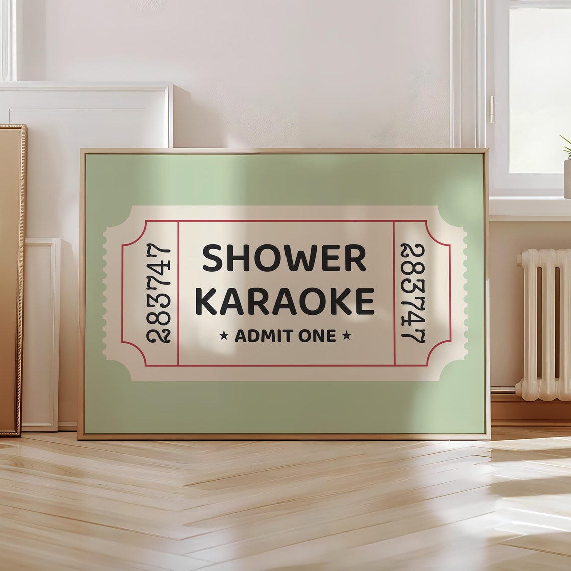 Shower Karaoke Admit One Ticket Style Funny Bathroom Wall Poster