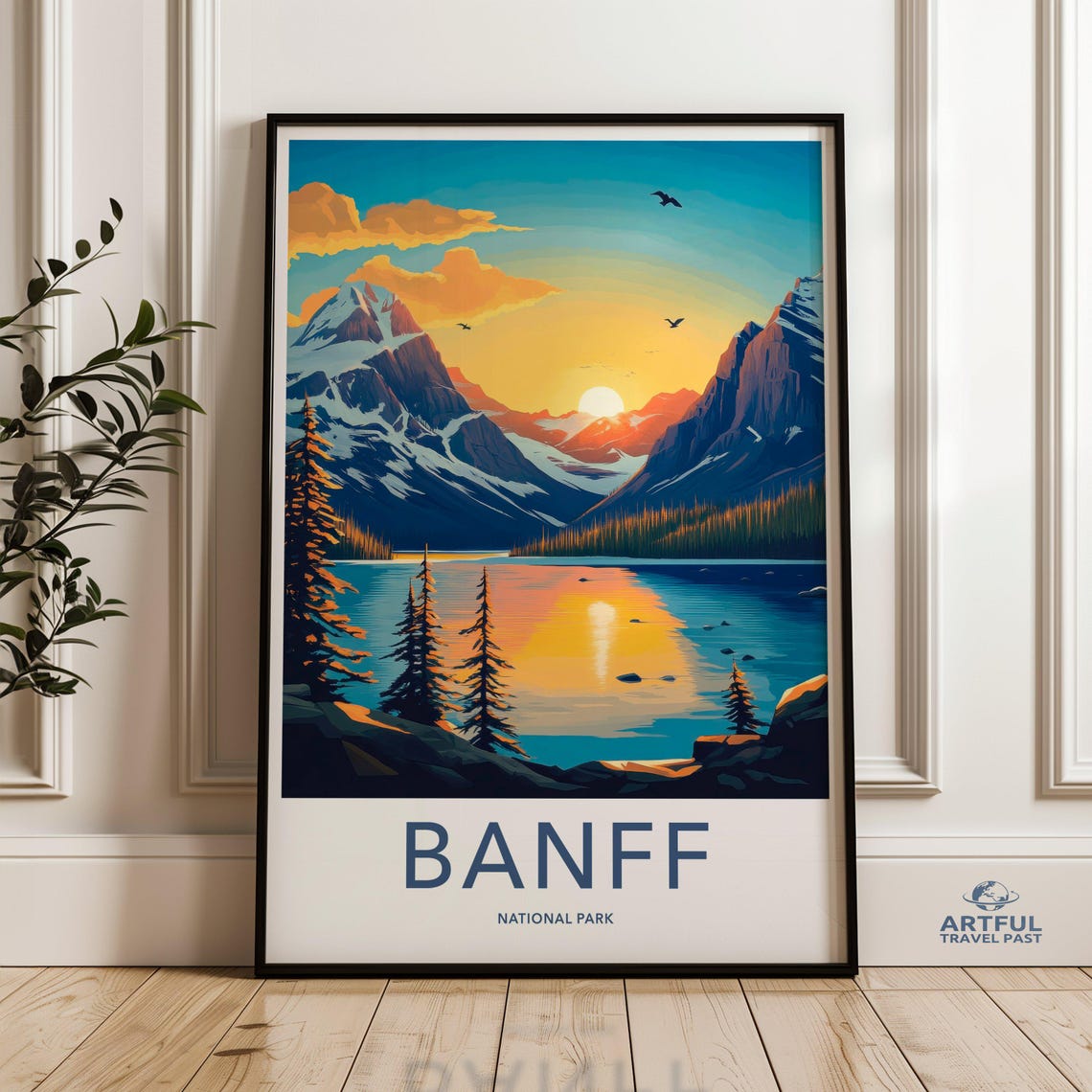 Banff National Park Sunset Mountain Lake Pines Canada Rockies Poster
