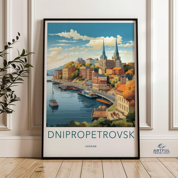 Dnipropetrovsk Ukraine Wall Art Cityscape Print Nautical Decor Modern Home Office City Landmark Illustration