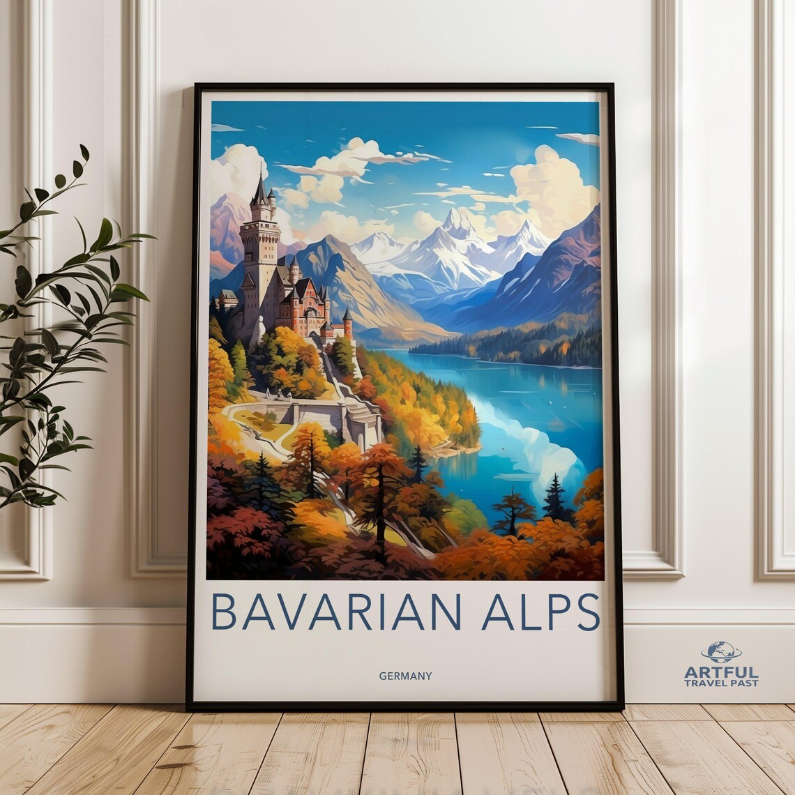 Neuschwanstein Castle Bavaria Alps Travel Poster