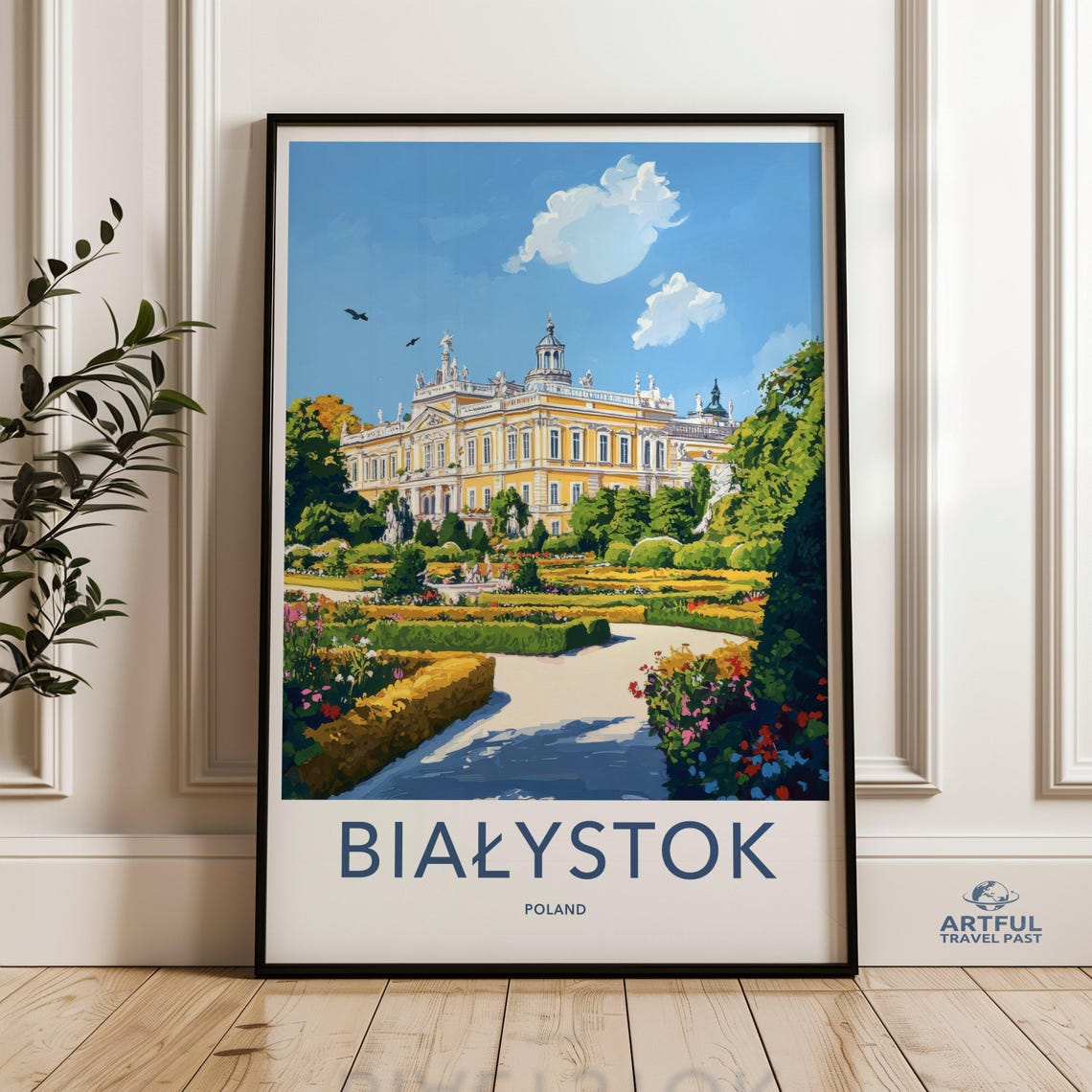 Bialystok Poland Baroque Palace Formal Garden Summer Travel Poster